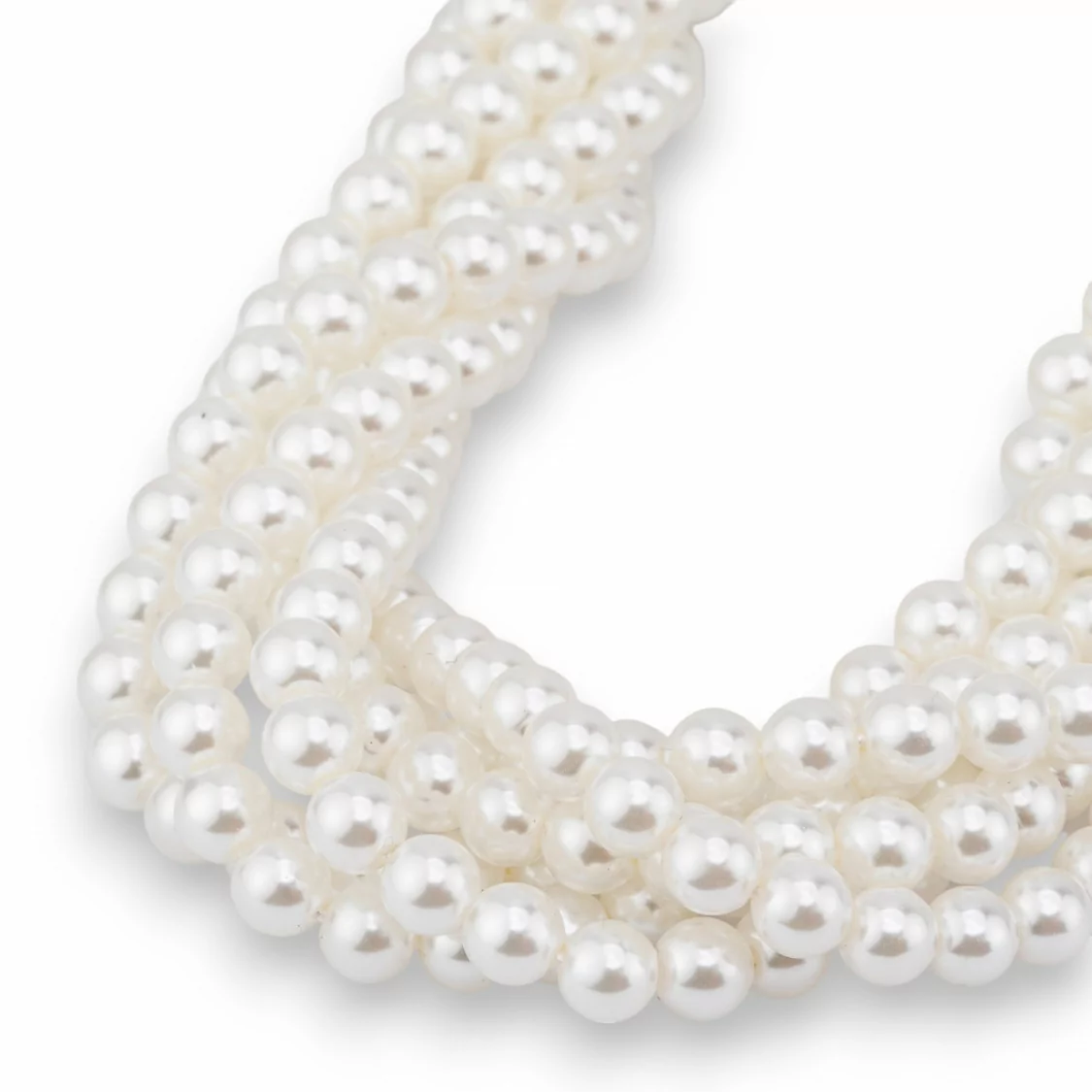 Perle di Maiorca Con Nucleo Di Vetro Tondo Liscio 6mm Bianco-PERLE DI VETRO | Worldofjewel.com