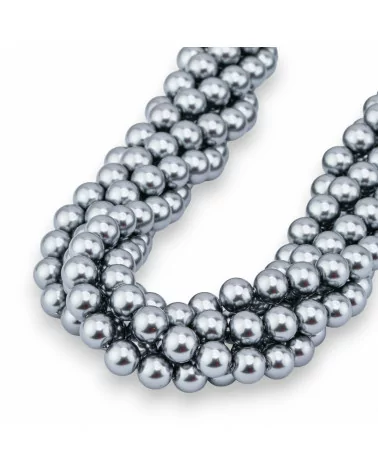 Perle di Maiorca Con Nucleo Di Vetro Tondo Liscio 6mm Grigio-PERLE DI VETRO | Worldofjewel.com