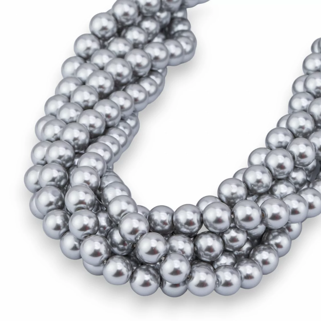 Perle di Maiorca Con Nucleo Di Vetro Tondo Liscio 6mm Grigio Silver-PERLE DI VETRO | Worldofjewel.com