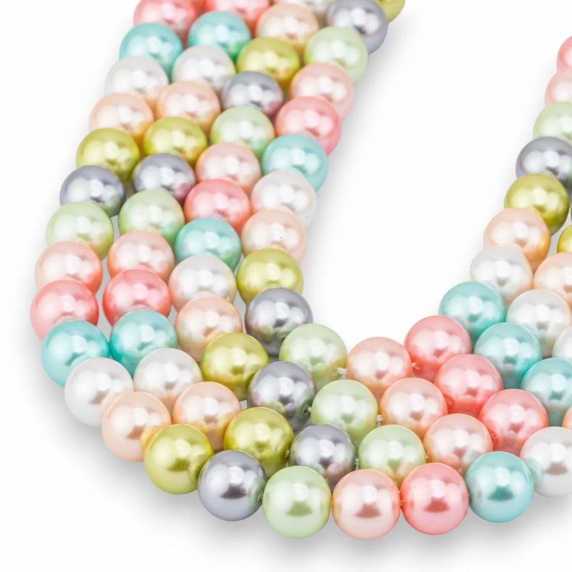 Perle di Maiorca Con Nucleo Di Vetro Tondo Liscio 8mm Multicolor MOD1-PERLE DI VETRO | Worldofjewel.com