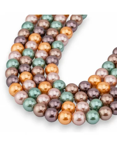 Perle di Maiorca Con Nucleo Di Vetro Tondo Liscio 8mm Multicolor MOD3-PERLE DI VETRO | Worldofjewel.com