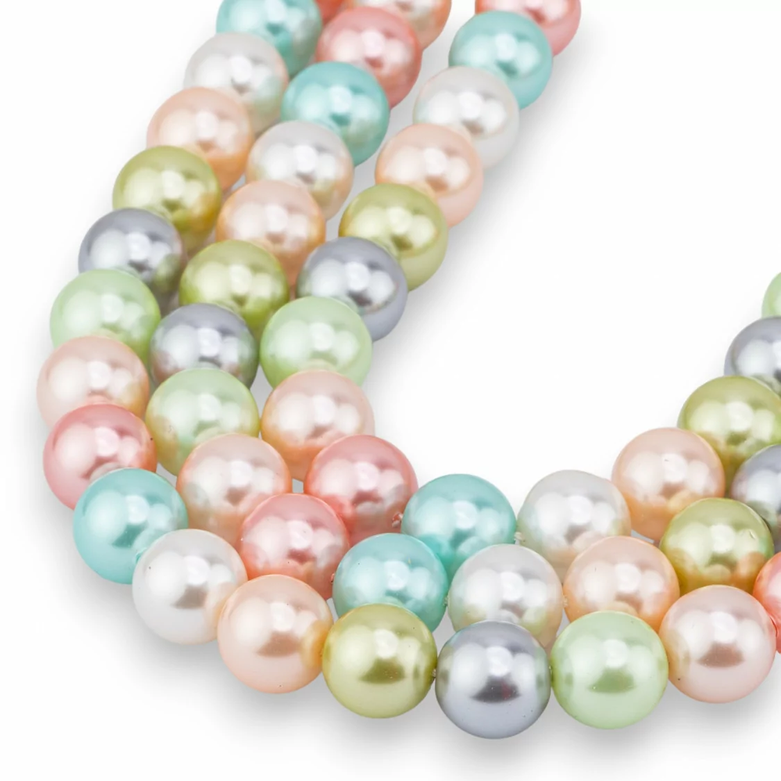 Perle di Maiorca Con Nucleo Di Vetro Tondo Liscio 10mm Multicolor MOD1-PERLE DI VETRO | Worldofjewel.com