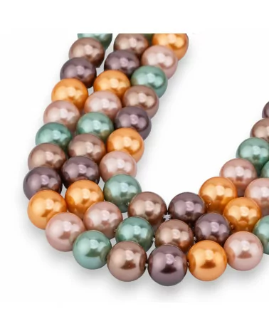 Perle di Maiorca Con Nucleo Di Vetro Tondo Liscio 10mm Multicolor MOD3-PERLE DI VETRO | Worldofjewel.com