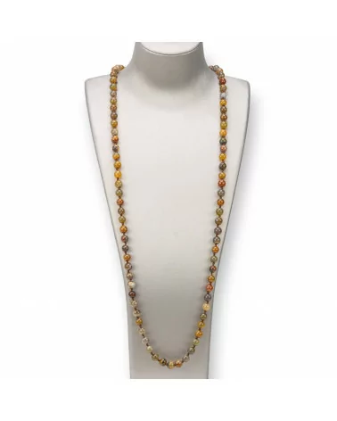 Collana Bijoux Charlestone Di Pietre Dure 8mm Annodate 120cm Agata Crash Marrone Mix-COLLANE DI PIETRE DURE | Worldofjewel.com