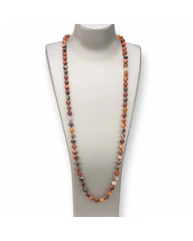 Collana Bijoux Charlestone Di Pietre Dure 8mm Annodate 120cm Agata Marrone Striata Mogano-COLLANE DI PIETRE DURE | Worldofjewel.com