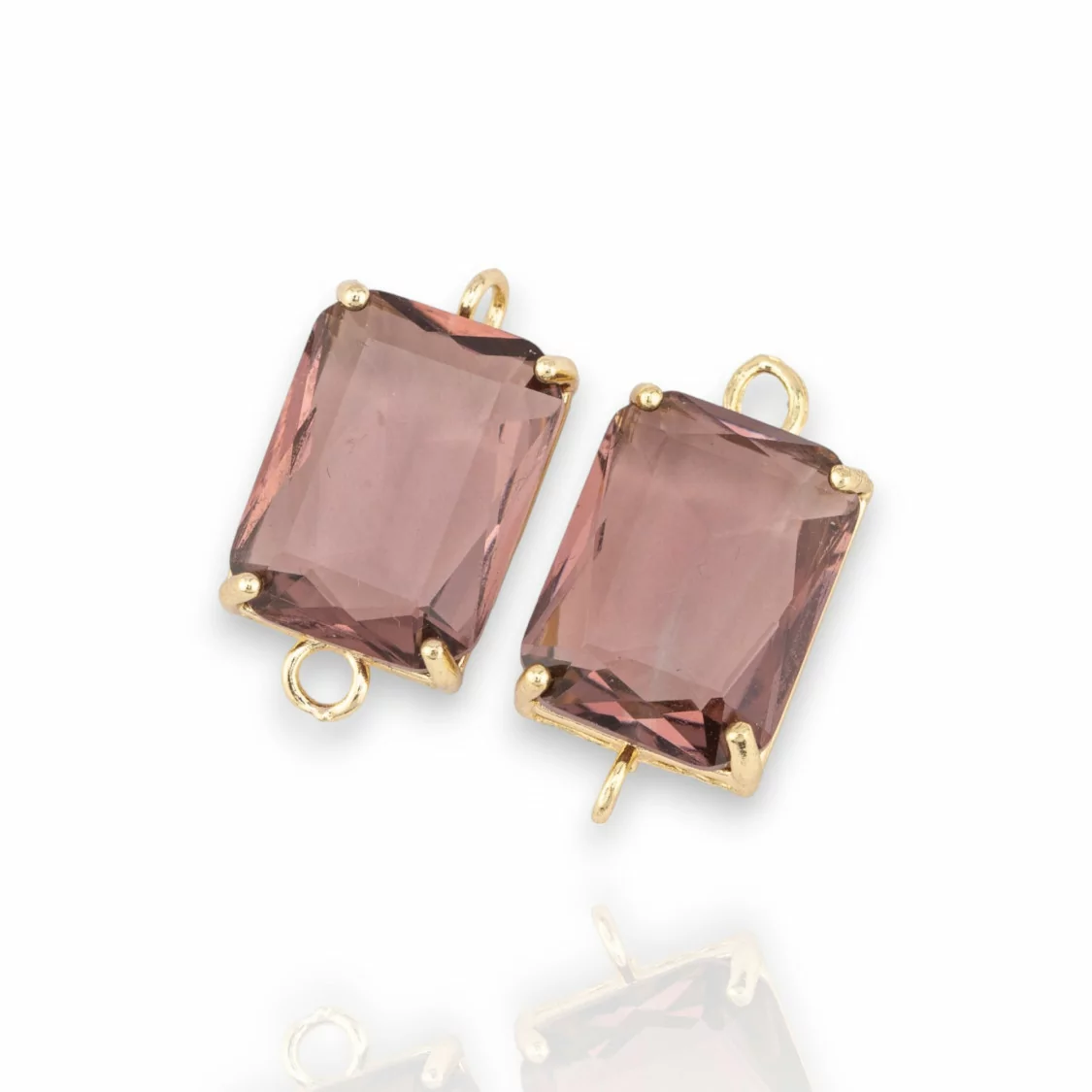 Componente Intramezzo Di Bronzo Con Cristalli CZ Rettangolo Sfaccettato 12x16mm 8pz Dorato Vinaccia- RETTANGOLO | Worldofjewel.com