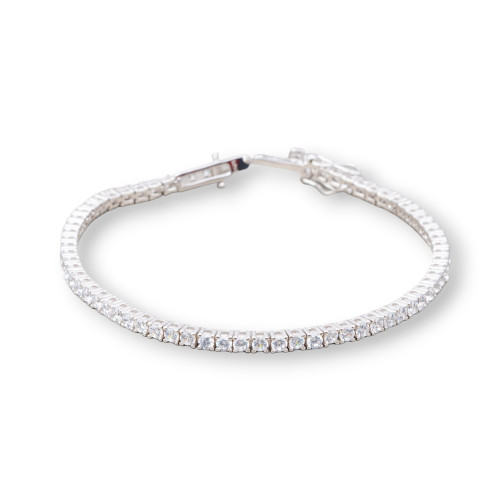 Bracciale Di Argento 925 Tennis Con Zircone Tondo da 4,0mm Lunghezza 18cm Esterno 4,4mm Bianco Rodiato