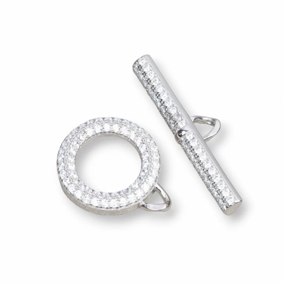 Chiusura Di Argento 925 T Bar Con Zirconi 30x26mm 1pz Rodiato-CHIUSURE DI ARGENTO | Worldofjewel.com