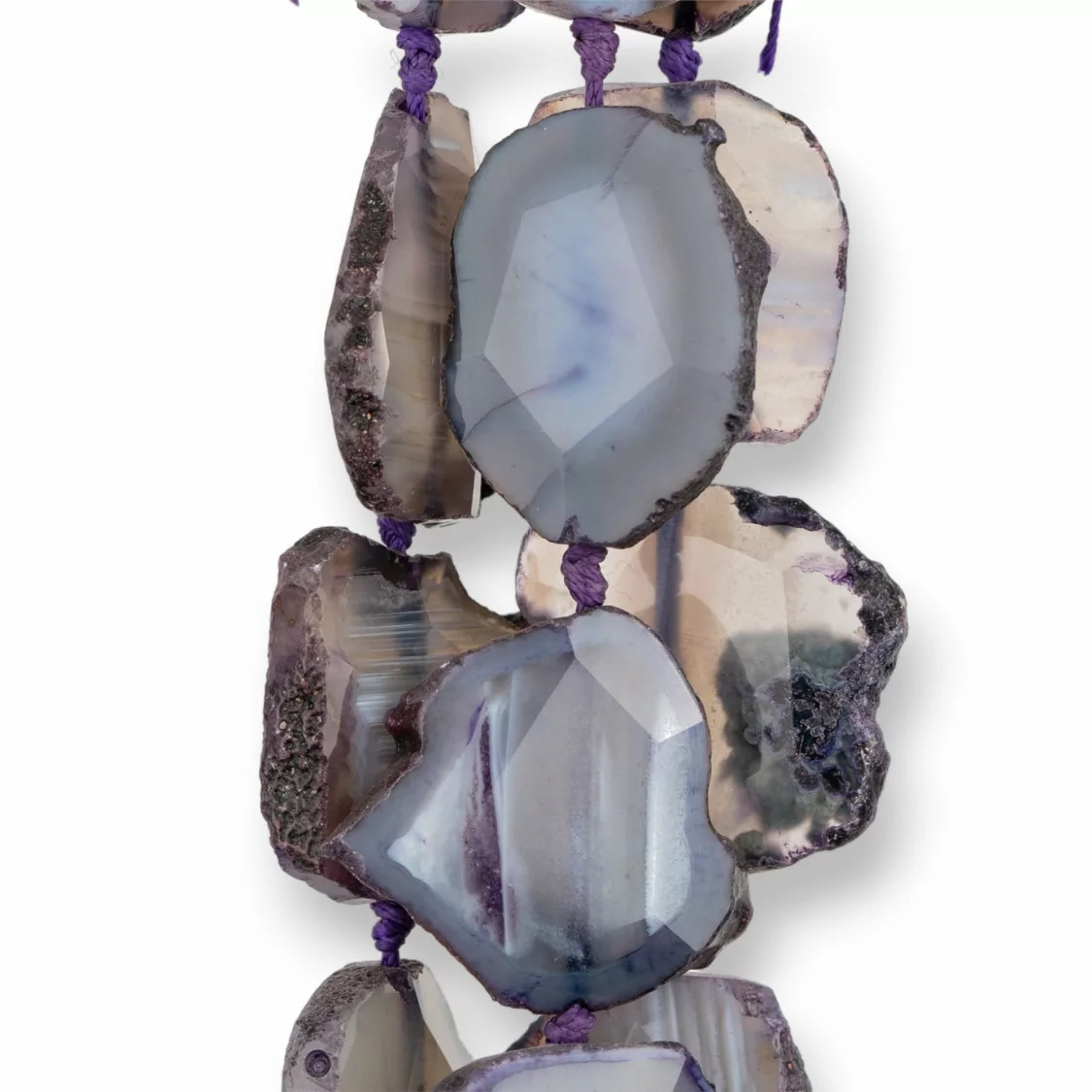 Agata Viola Striata Grezza Piatta Sfaccettata 30-40mm-AGATA VIOLA | Worldofjewel.com