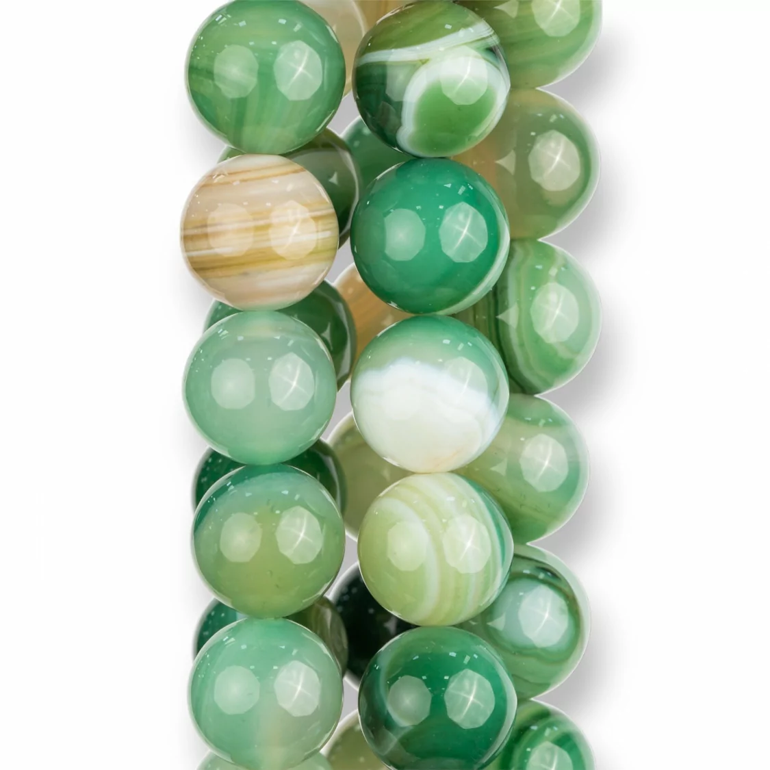 Agata Verde Smeraldo Chiaro Striata Tondo Liscio 16mm-AGATA VERDE | Worldofjewel.com