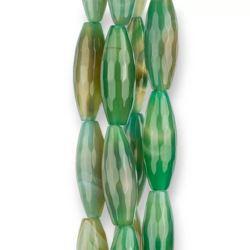 Agata Verde Striata Riso Sfaccettato 15x30mm-AGATA VERDE | Worldofjewel.com