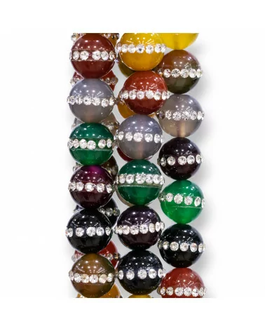 Agata Multicolor Con Strass Tondo Liscio 10mm-AGATA MULTICOLOR STRIATA | Worldofjewel.com