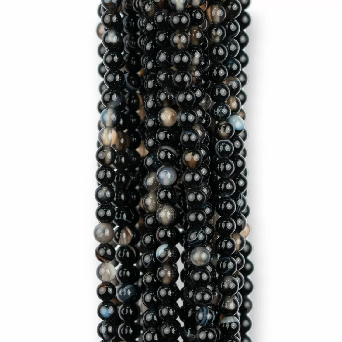 Agata Nera Striata Tondo Liscio 3mm-AGATA NERA STRIATA | Worldofjewel.com