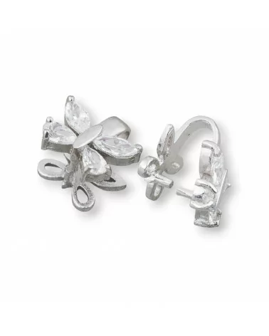 Base Per Pendente Di Argento 925 Con Zirconi Farfalla 13x12mm 4pz Rodiato-BASI PER PENDENTI | Worldofjewel.com