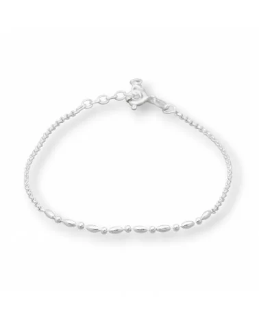 Bracciale Di Argento 925 Con Catena Rolo' E Ovali 2x4mm Lungo 18cm + 3cm 4pz Argentato-BRACCIALI DI ARGENTO 925 | Worldofjewel.com