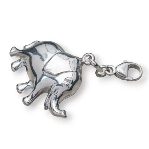 Ciondolo Pendente Charms Di Argento 925 Elefante 23,5x20mm Rodiato Con Moschettone 6pz-ARGENTO 925 DESIGN ITALY | Worldofjewel.com