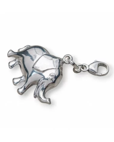 Ciondolo Pendente Charms Di Argento 925 Elefante 23,5x20mm Rodiato Con Moschettone 6pz-ARGENTO 925 DESIGN ITALY | Worldofjewel.com