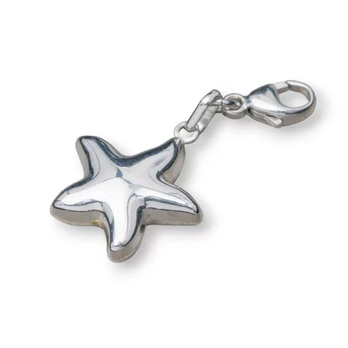 Ciondolo Pendente Charms Di Argento 925 Stella Marina E Moschettone 14x30mm 6pz-ARGENTO 925 DESIGN ITALY | Worldofjewel.com