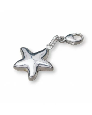 Ciondolo Pendente Charms Di Argento 925 Stella Marina E Moschettone 14x30mm 6pz-ARGENTO 925 DESIGN ITALY | Worldofjewel.com