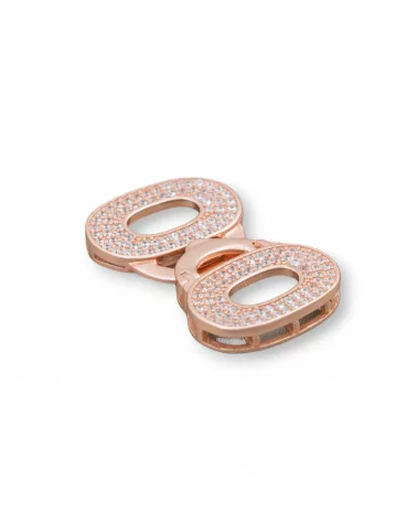 Chiusura Di Argento 925 Con Zirconi Micropave Multifilo 17x27mm 2pz Oro Rosa-CHIUSURE DI ARGENTO | Worldofjewel.com