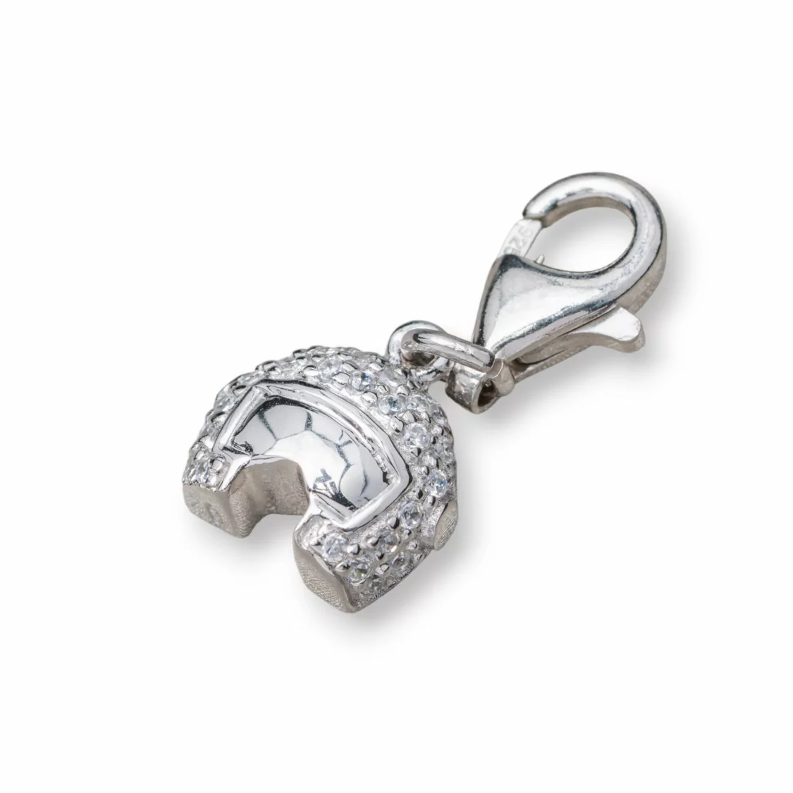 Ciondolo Pendente Charms Di Argento 925 Casco Con Visiera E Zirconi Con Moschettone 11x23mm 4Pz-ARGENTO 925 DESIGN ITALY | Worldofjewel.com