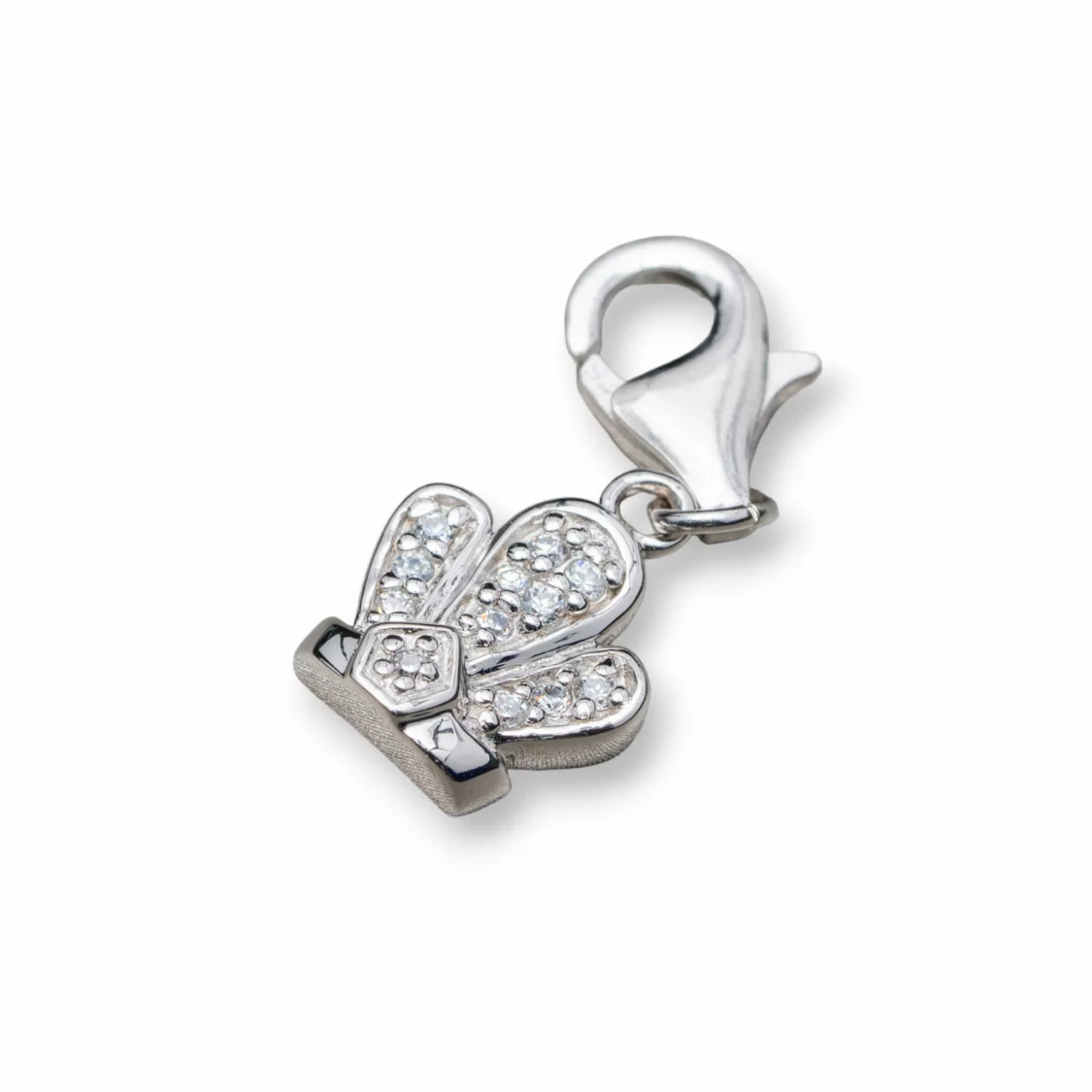 Ciondolo Pendente Charms Di Argento 925 Corona Tre Punte Con Zirconi 10x24mm 5Pz-ARGENTO 925 DESIGN ITALY | Worldofjewel.com