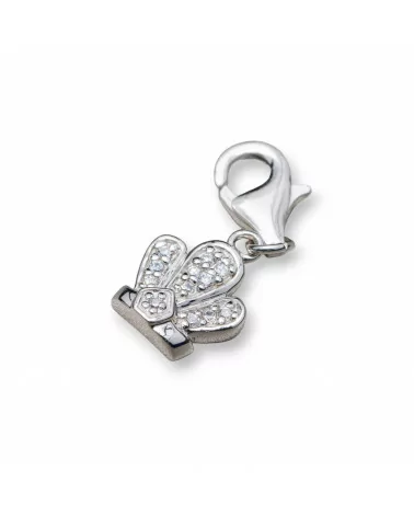 Ciondolo Pendente Charms Di Argento 925 Corona Tre Punte Con Zirconi 10x24mm 5Pz-ARGENTO 925 DESIGN ITALY | Worldofjewel.com