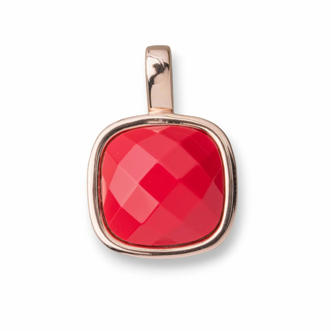 Ciondolo Pendente Di Argento 925 Con Cabochon Rosso Incastonato 19x28mm-ARGENTO 925 DESIGN ITALY | Worldofjewel.com