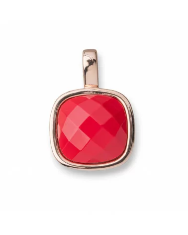 Ciondolo Pendente Di Argento 925 Con Cabochon Rosso Incastonato 19x28mm-ARGENTO 925 DESIGN ITALY | Worldofjewel.com