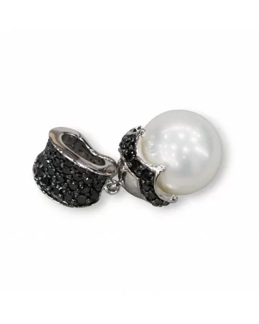 Ciondolo Pendente Di Argento 925 Con Perle Di Maiorca 12x28mm Bianco-ARGENTO 925 DESIGN ITALY | Worldofjewel.com