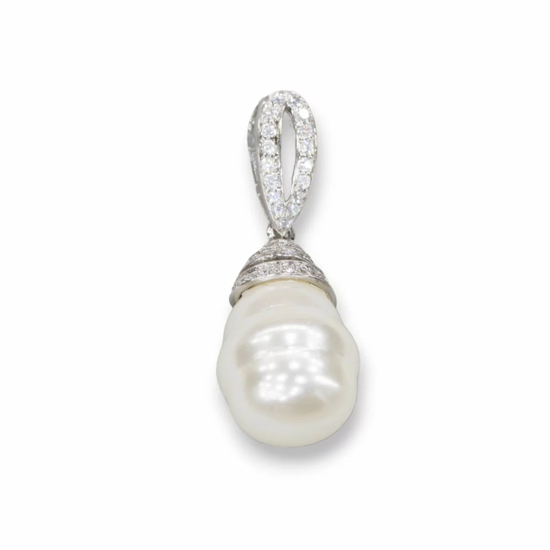 Ciondolo Pendente Di Argento 925 Con Perle Di Maiorca 14x38mm-ARGENTO 925 DESIGN ITALY | Worldofjewel.com