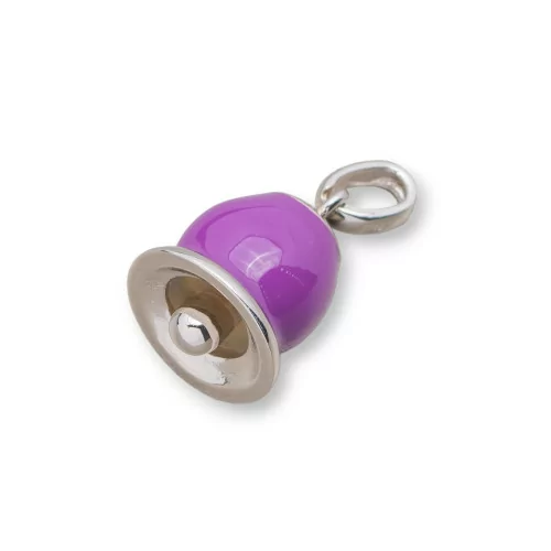 Ciondolo Pendente Di Argento 925 Campanella Smaltata 11x20mm Viola-ARGENTO 925 DESIGN ITALY | Worldofjewel.com