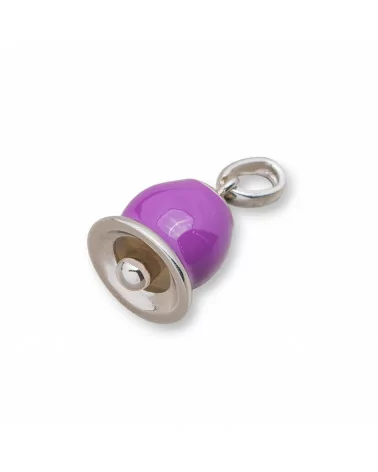 Ciondolo Pendente Di Argento 925 Campanella Smaltata 11x20mm Viola-ARGENTO 925 DESIGN ITALY | Worldofjewel.com