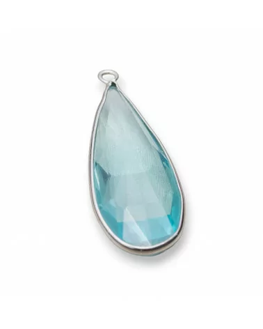 Ciondolo Pendente Di Argento 925 Con Cristalli Zirconia Goccia 15x37mm 2pz Rodiato Acqua-ARGENTO 925 DESIGN ITALY | Worldofjewel.com