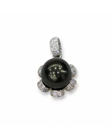 Ciondolo Pendente Di Argento 925 Fiore Con Perle Di Maiorca 16x24mm-ARGENTO 925 DESIGN ITALY | Worldofjewel.com