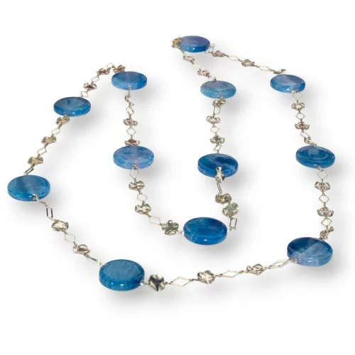 Collana Di Agata Crash Con Catena Di Ottone Fantasia Blu 160cm-OFFERTE COLLANE | Worldofjewel.com