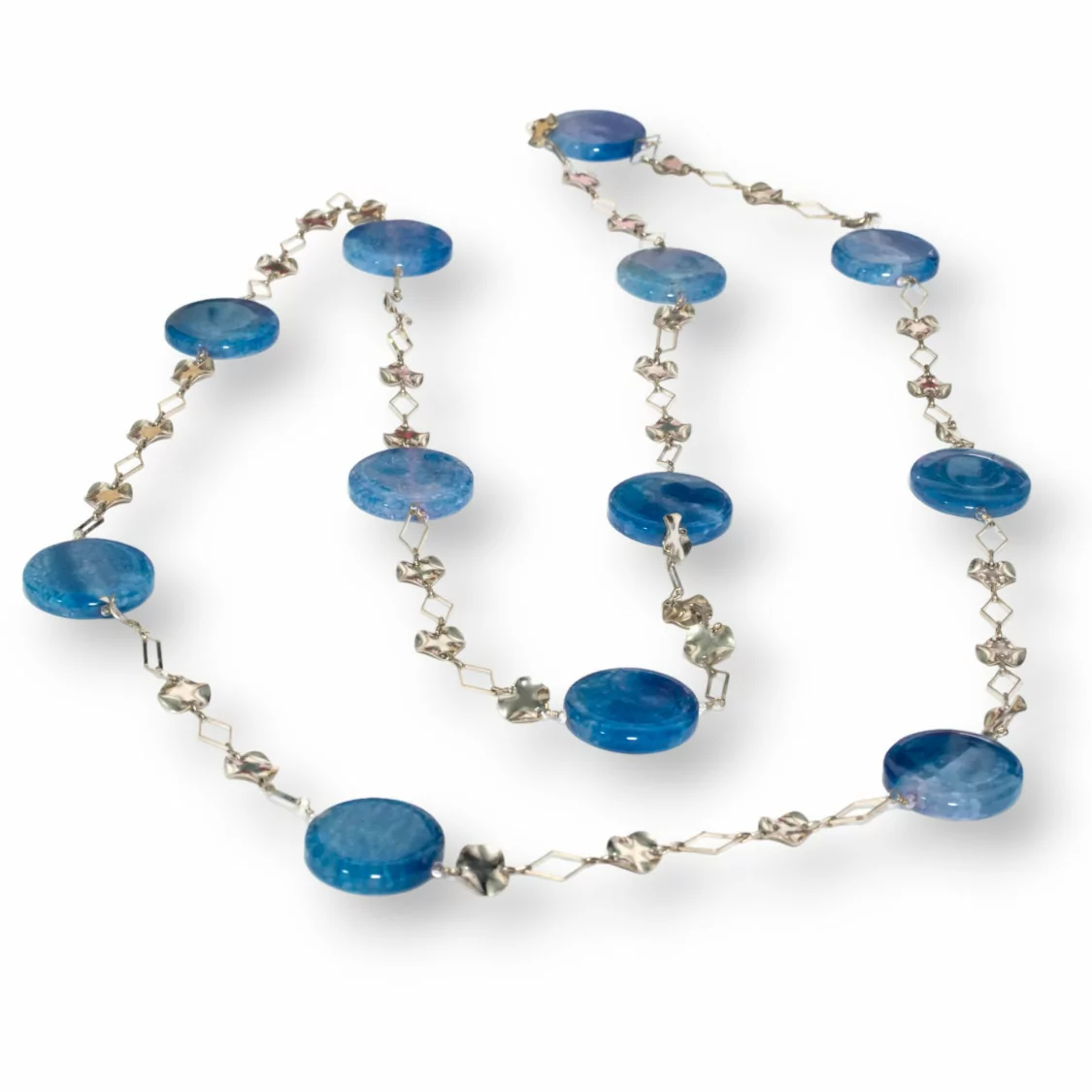 Collana Di Agata Crash Con Catena Di Ottone Fantasia Blu 160cm-OFFERTE COLLANE | Worldofjewel.com