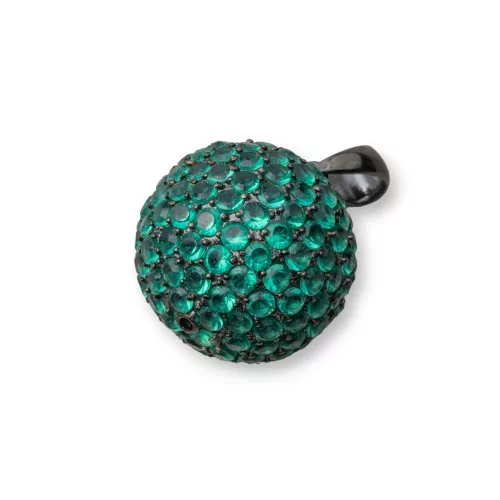 Ciondolo Pendente Di Argento 925 Con Zirconi Pave' Incastonati A Goccia 16x28mm Verde-ARGENTO 925 DESIGN ITALY | Worldofjewel.com