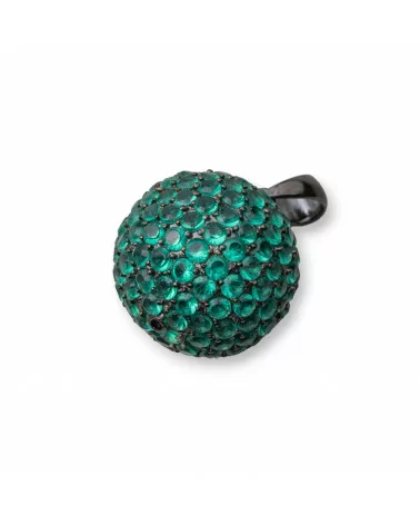 Ciondolo Pendente Di Argento 925 Con Zirconi Pave' Incastonati A Goccia 16x28mm Verde-ARGENTO 925 DESIGN ITALY | Worldofjewel.com