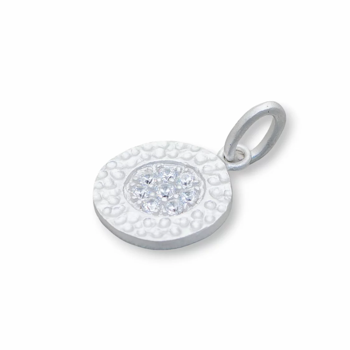 Ciondolo Pendente Di Argento 925 Medaglietta Burattata Con Zirconi 12x20mm 4pz-ARGENTO 925 DESIGN ITALY | Worldofjewel.com