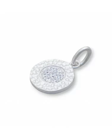 Ciondolo Pendente Di Argento 925 Medaglietta Burattata Con Zirconi 12x20mm 4pz-ARGENTO 925 DESIGN ITALY | Worldofjewel.com