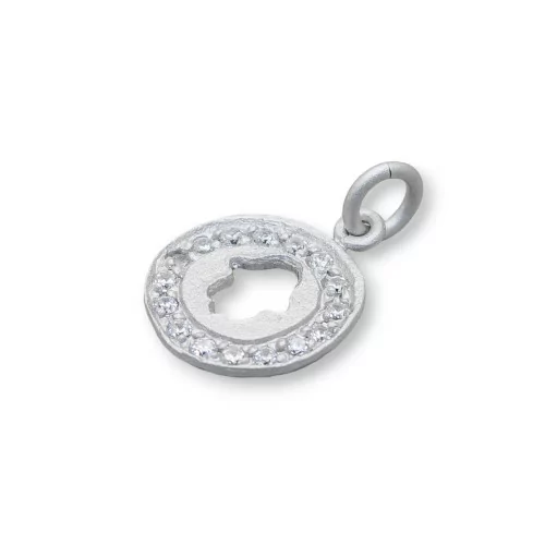 Ciondolo Pendente Di Argento 925 Medaglietta Con Mano Di Fatima Incisa E Zirconi 14x20mm 4pz-ARGENTO 925 DESIGN ITALY | Worldofjewel.com