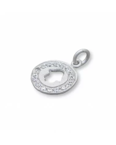 Ciondolo Pendente Di Argento 925 Medaglietta Con Mano Di Fatima Incisa E Zirconi 14x20mm 4pz-ARGENTO 925 DESIGN ITALY | Worldofjewel.com