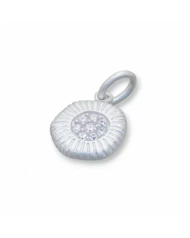 Ciondolo Pendente Di Argento 925 Medaglietta Rigata Con Zirconi 12x20mm 3pz-ARGENTO 925 DESIGN ITALY | Worldofjewel.com