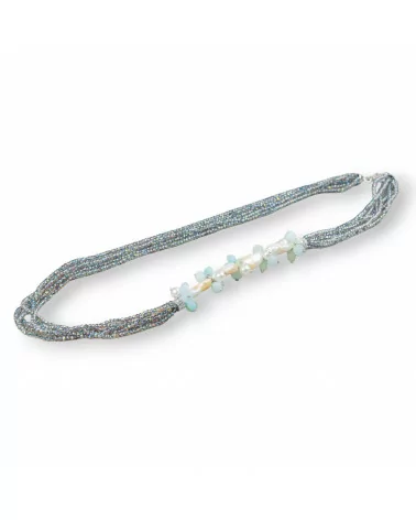 Collana Bijoux Di Cristalli Con Grappoli Di Pietre e Perle Di Fiume Con Chiusura A Molla 76cm-OFFERTE COLLANE | Worldofjewel.com