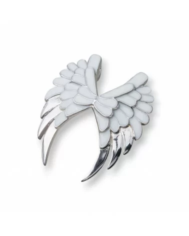 Ciondolo Pendente Di Argento 925 Smaltato Ali Di Angelo 22x27mm Bianco-ARGENTO 925 DESIGN ITALY | Worldofjewel.com