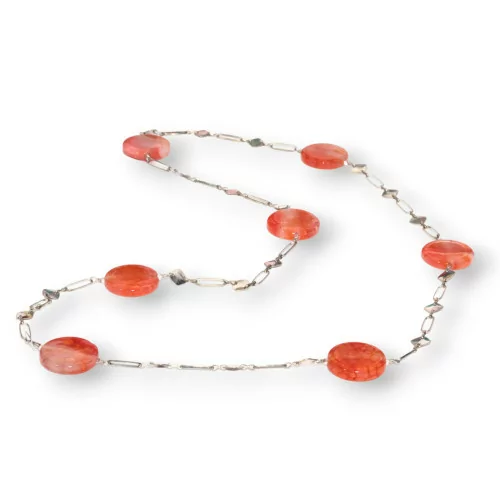 Collana Di Agata Crash Con Catena Di Ottone Fantasia Mod. Corto Rosso 90cm-OFFERTE COLLANE | Worldofjewel.com