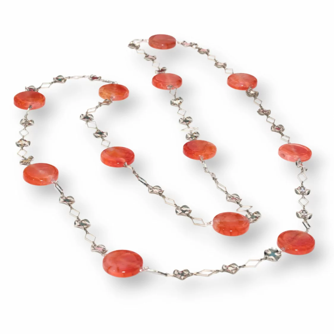 Collana Di Agata Crash Con Catena Di Ottone Fantasia Rosso 160cm-OFFERTE COLLANE | Worldofjewel.com