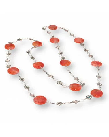 Collana Di Agata Crash Con Catena Di Ottone Fantasia Rosso 160cm-OFFERTE COLLANE | Worldofjewel.com