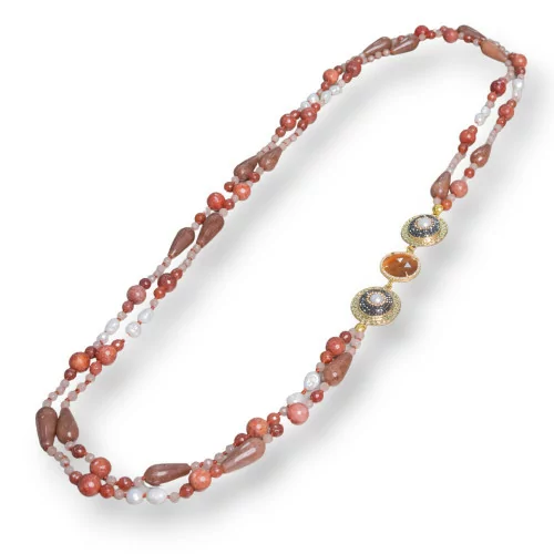 Collana Di Pietre Dure Con Componenti Di Marcasite E Bronzo 90cm MOD3-OFFERTE COLLANE | Worldofjewel.com